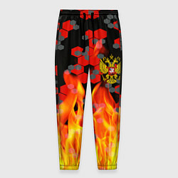 Брюки на резинке мужские Герб РФ броня в огне, цвет: 3D-принт