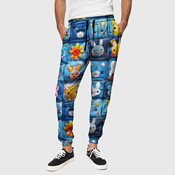 Брюки на резинке мужские Пэчворк с кроликами, цвет: 3D-принт — фото 2