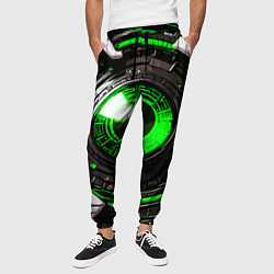 Брюки на резинке мужские Зелёная сфера киберпанк, цвет: 3D-принт — фото 2