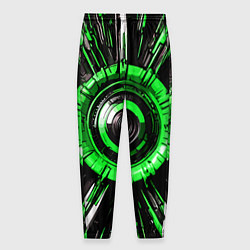 Брюки на резинке мужские Чёрно-зелёная сфера киберпанк, цвет: 3D-принт