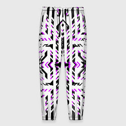 Мужские брюки Чёрно-фиолетовые диагональные полосы на белом фоне