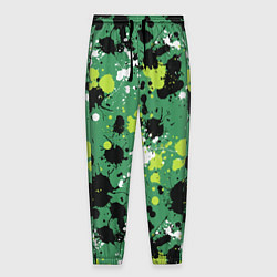 Брюки на резинке мужские Кляксы на зелёном, цвет: 3D-принт