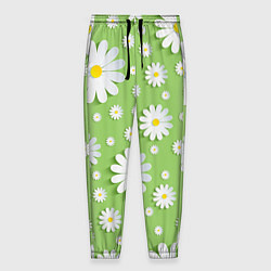 Брюки на резинке мужские Ромашки бумажные, цвет: 3D-принт