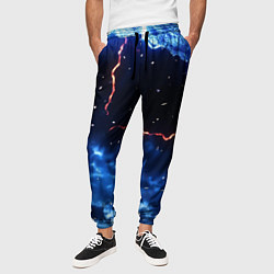 Брюки на резинке мужские Звезды и молнии в разломе плит, цвет: 3D-принт — фото 2