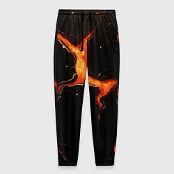 Мужские брюки Оранжевый разлом на черной текстуре
