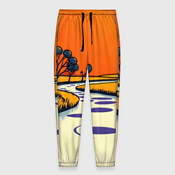 Брюки на резинке мужские Арт с фантастическим пейзажем, цвет: 3D-принт