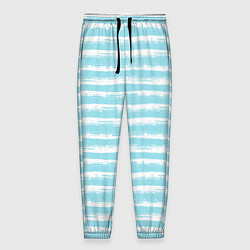 Брюки на резинке мужские Бело-голубой полосатый паттерн, цвет: 3D-принт