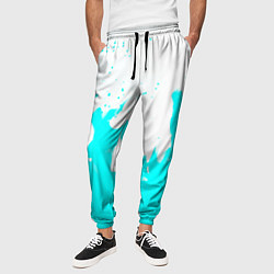 Брюки на резинке мужские Голубой огонь текстура, цвет: 3D-принт — фото 2