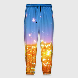 Мужские брюки Золотые шарики на голубом фоне