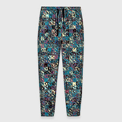 Мужские брюки Бордово-голубой квадратный паттерн