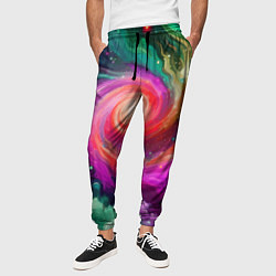 Брюки на резинке мужские Космическая неоновая фантазия - нейроарт, цвет: 3D-принт — фото 2