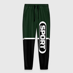 Мужские брюки Sport зелёно-чёрный с полосой