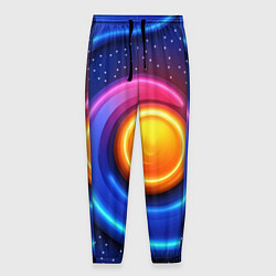 Мужские брюки Оранжевый круг и голубые линии текстура