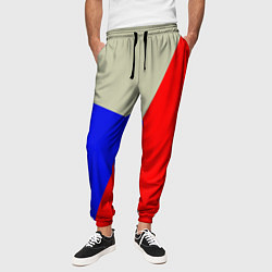 Брюки на резинке мужские Серо-сине-красный трёхцветный, цвет: 3D-принт — фото 2