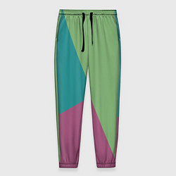 Брюки на резинке мужские Сине-зелёно-розовый тёмный трёхцветный, цвет: 3D-принт