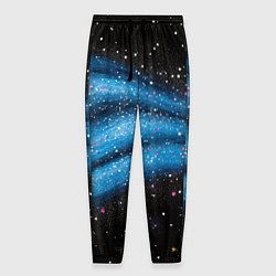Брюки на резинке мужские Синяя абстрактная текстура на черном, цвет: 3D-принт