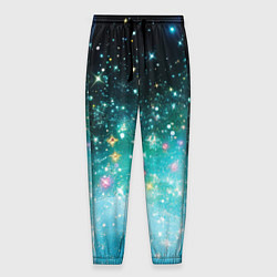 Брюки на резинке мужские Бирюзовые блестки фон, цвет: 3D-принт