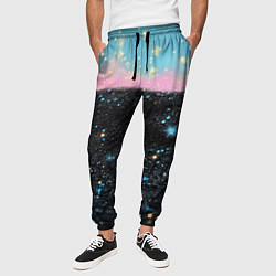 Брюки на резинке мужские Блестящая текстура на черном, цвет: 3D-принт — фото 2