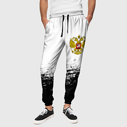 Брюки на резинке мужские Россия черно белые краски, цвет: 3D-принт — фото 2