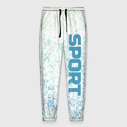 Брюки на резинке мужские Sport бело-голубой, цвет: 3D-принт