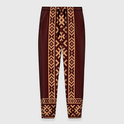 Мужские брюки Золотой узор на бордовом - вышиванка рубаха