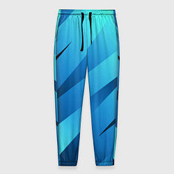Брюки на резинке мужские Сине-голубой абстрактные полосы, цвет: 3D-принт
