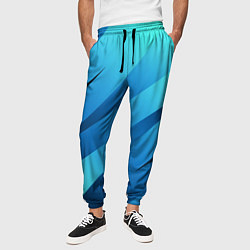 Брюки на резинке мужские Сине-голубой абстрактные полосы, цвет: 3D-принт — фото 2