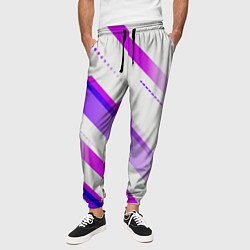 Брюки на резинке мужские Color white pink, цвет: 3D-принт — фото 2