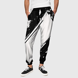 Брюки на резинке мужские Color black white, цвет: 3D-принт — фото 2