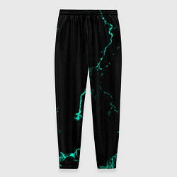 Брюки на резинке мужские Color black turquoise, цвет: 3D-принт