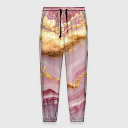 Брюки на резинке мужские Золотая объемная текстура на розовом, цвет: 3D-принт