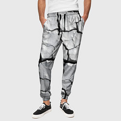 Брюки на резинке мужские Серая растрескавшаяся глина, цвет: 3D-принт — фото 2