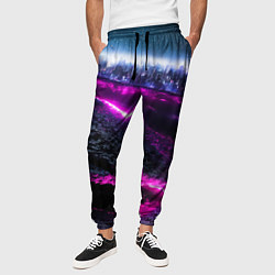 Брюки на резинке мужские Фентази город неон, цвет: 3D-принт — фото 2