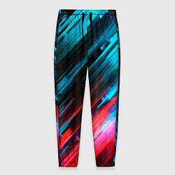 Брюки на резинке мужские Синяя и красная краска на черном, цвет: 3D-принт