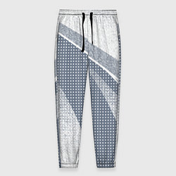 Брюки на резинке мужские Светлый серо-голубой текстурированный с полосой, цвет: 3D-принт