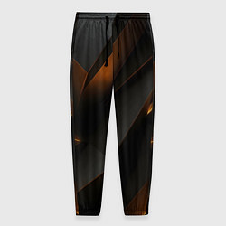 Брюки на резинке мужские Черная текстура с углами, цвет: 3D-принт