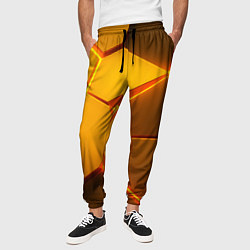 Брюки на резинке мужские Желтые неоновые соты - текстура, цвет: 3D-принт — фото 2