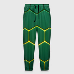 Брюки на резинке мужские Зеленые плиты с желтым светом, цвет: 3D-принт
