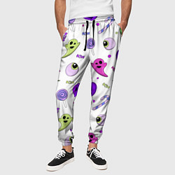 Брюки на резинке мужские Halloween purple pumpkin pattern, цвет: 3D-принт — фото 2