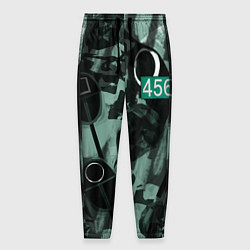 Мужские брюки Номер 456 на фоне масок игры в кальмара