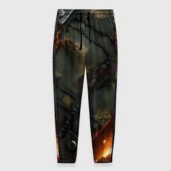 Мужские брюки Разорванный камуфляж с огнем