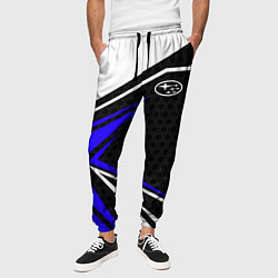 Брюки на резинке мужские Субару - blue sport, цвет: 3D-принт — фото 2