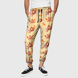 Брюки на резинке мужские Хеллоуин с тыквой и листьями, цвет: 3D-принт — фото 2