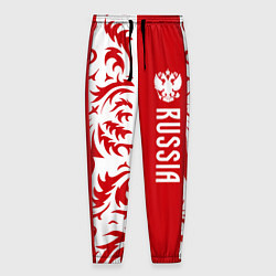 Брюки на резинке мужские Россия - красная хохлома, цвет: 3D-принт