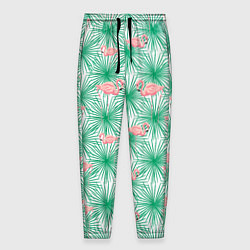 Брюки на резинке мужские Фламинго и тропики, цвет: 3D-принт