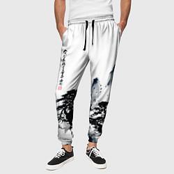 Брюки на резинке мужские Японские горы, цвет: 3D-принт — фото 2