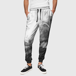 Брюки на резинке мужские Серые морские волны абстракция, цвет: 3D-принт — фото 2