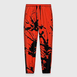 Брюки на резинке мужские Взрыв чёрной краски на красно-оранжевом, цвет: 3D-принт