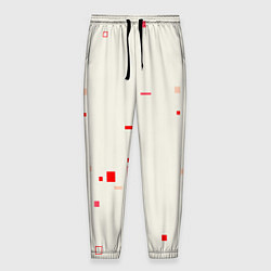 Брюки на резинке мужские Color white red shapes, цвет: 3D-принт
