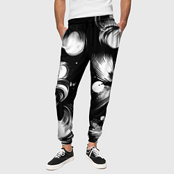 Брюки на резинке мужские Чёрно-белый абстрактный паттерн, цвет: 3D-принт — фото 2